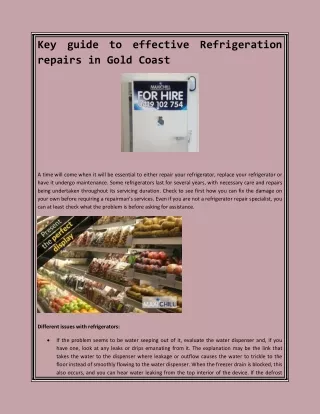 Key guide to effective Refrigeration repairs in Gold Coast