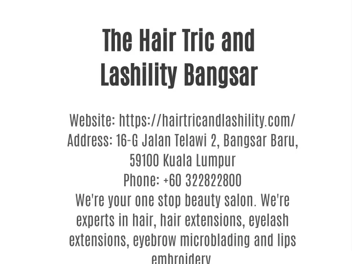 the hair tric and lashility bangsar