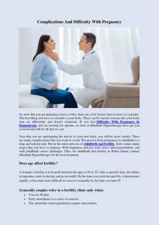 complications and difficulty with pregnancy