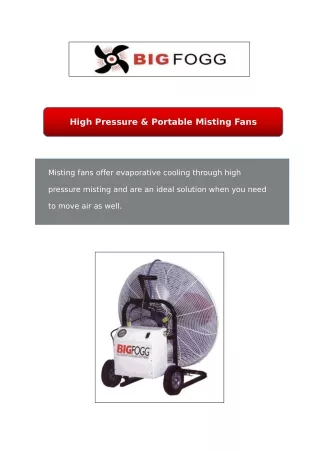 High Pressure And Portable Misting Fans | Big Fogg
