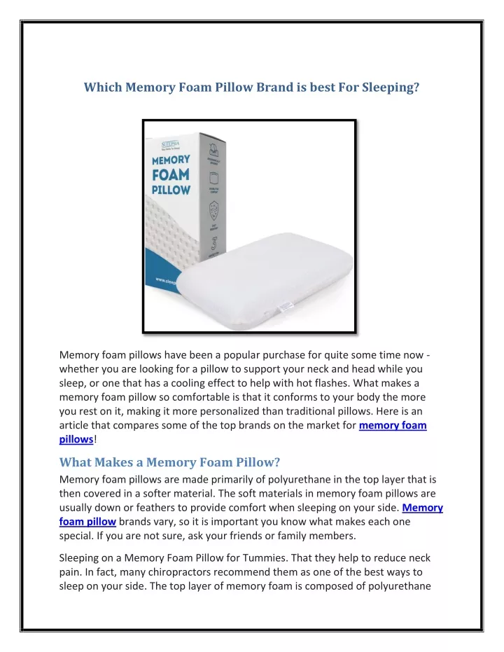 which memory foam pillow brand is best