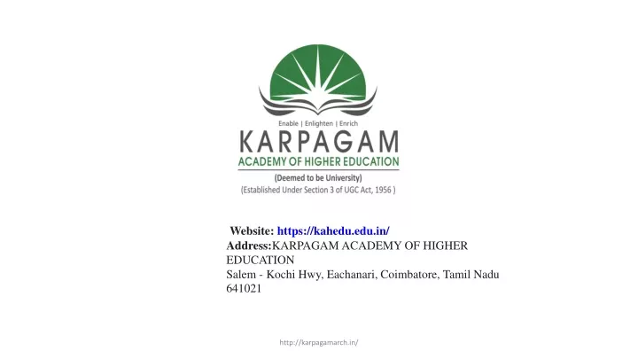 website https kahedu edu in address karpagam