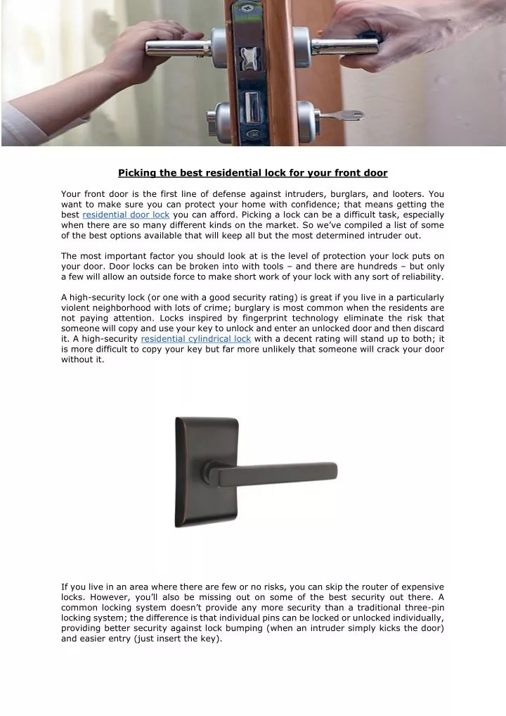picking the best residential lock for your front