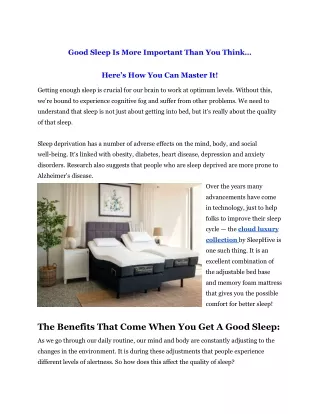 good sleep is more important than you think