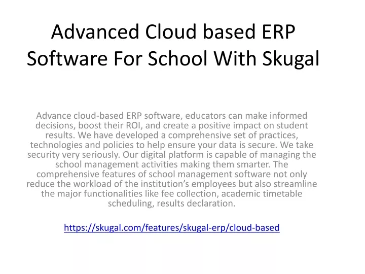advanced cloud based erp software for school with skugal