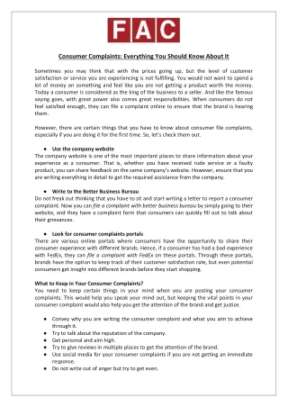 consumer complaints everything you should know
