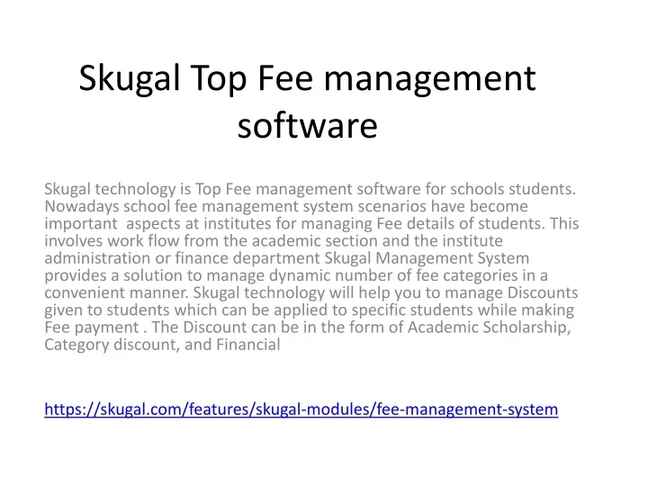 skugal top fee management software