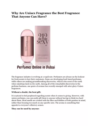 why are unisex fragrance the best fragrance that