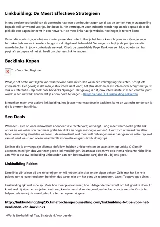 Backlinks - Goede Linkbuilding Bureau Voor De Ondernemer