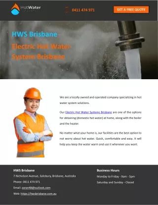 HWS Brisbane Electric Hot Water System Brisbane