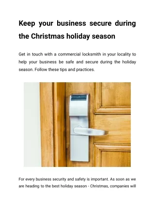 Keep your business secure during the Christmas holiday season