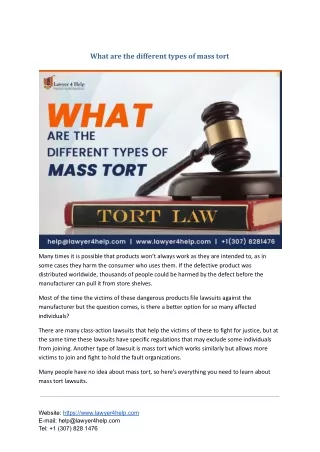 What are the different types of mass tort