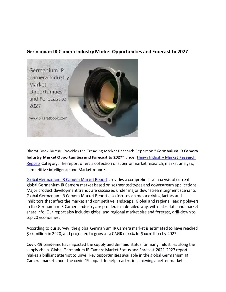 germanium ir camera industry market opportunities