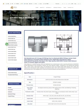 ASME B16.11 ASTM A182 Socket weld reducer Fittings supplier