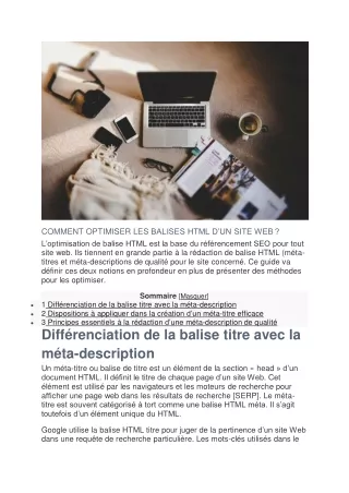 Optimiser les balises HTML d'un site Web