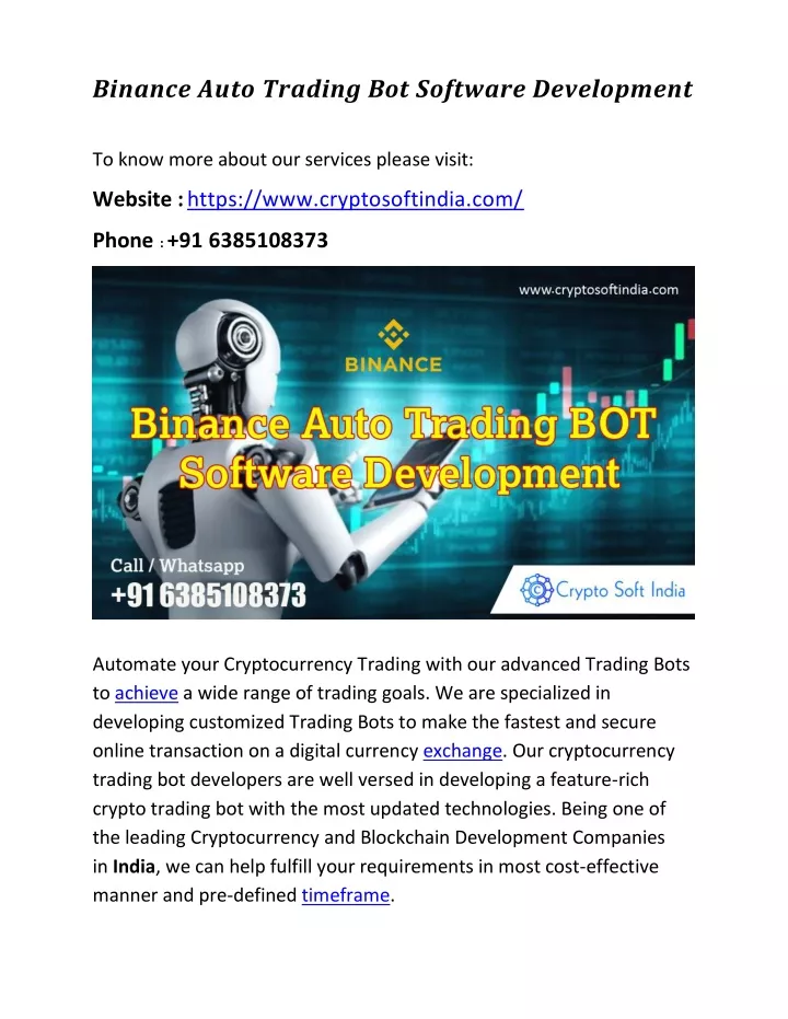 binance auto trading bot software development