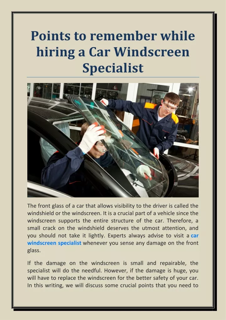 points to remember while hiring a car windscreen