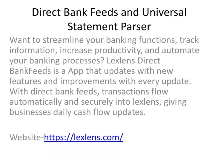 direct bank feeds and universal statement parser