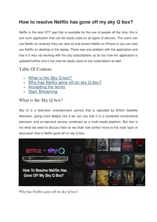 How to resolve Netflix has gone off my sky Q box