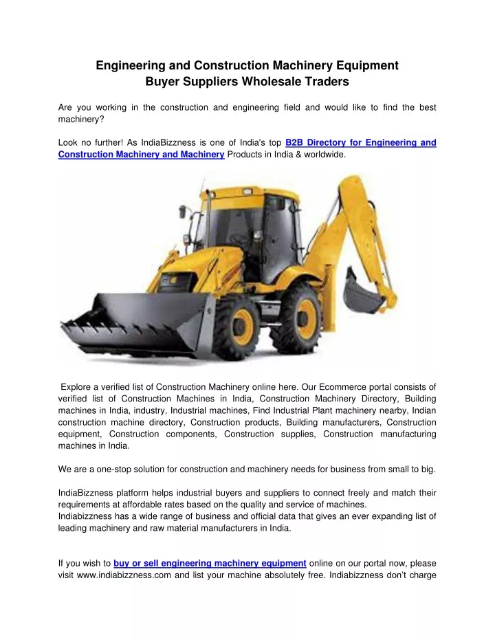 engineering and construction machinery equipment