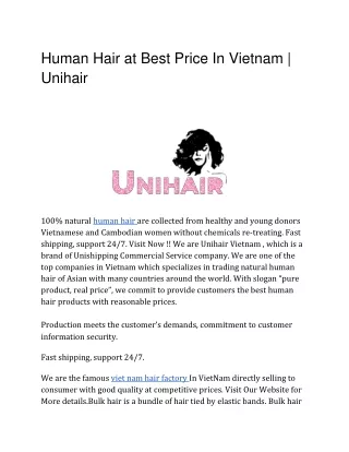Human Hair at Best Price In Vietnam | Unihair