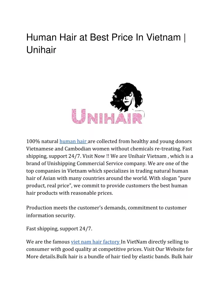human hair at best price in vietnam unihair