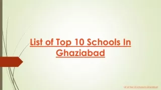 List of Top 10 Schools In Ghaziabad in 2021