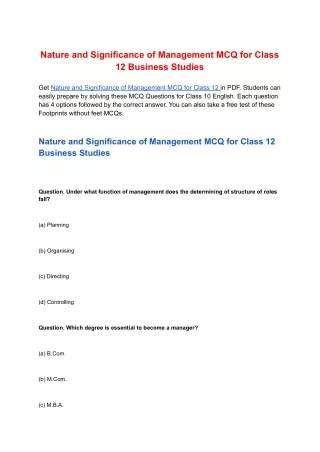 nature and significance of management