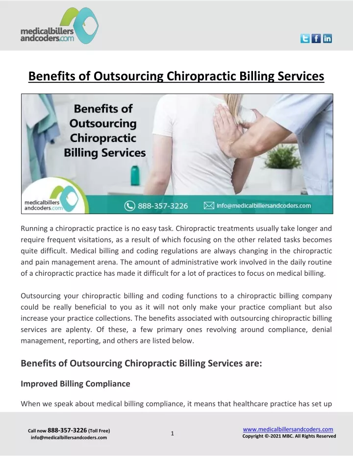 benefits of outsourcing chiropractic billing