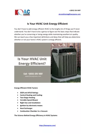 Is Your HVAC Unit Energy Efficient?