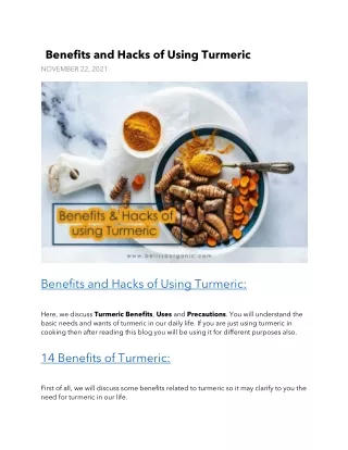 Benefits and Hacks of Using Turmeric