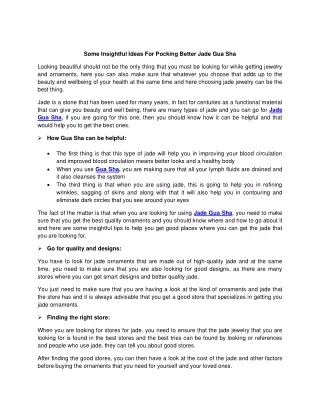 some insightful ideas for pocking better jade