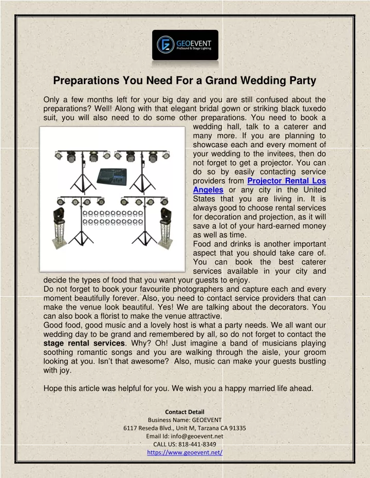 preparations you need for a grand wedding party