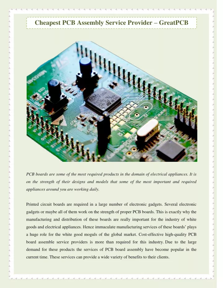 cheapest pcb assembly service provider greatpcb