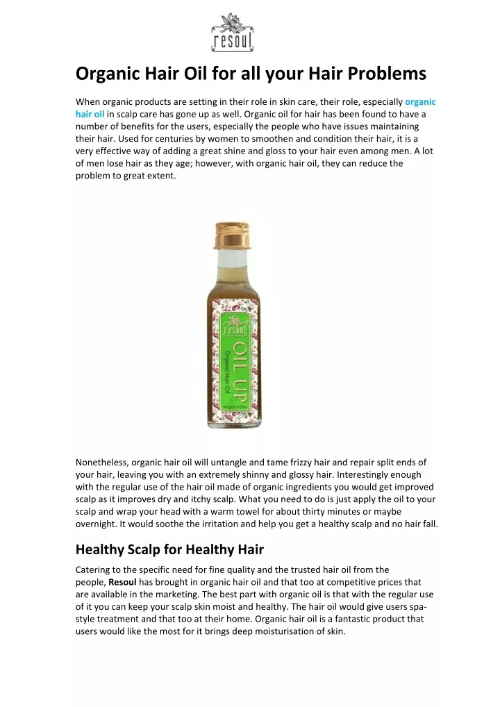 organic hair oil for all your hair problems