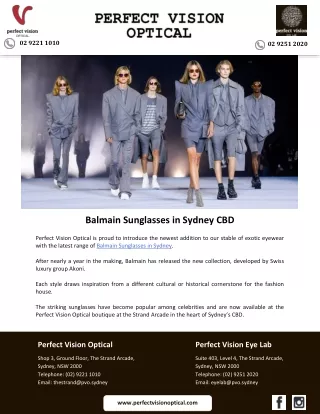 Balmain Sunglasses in Sydney CBD