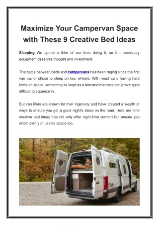 Maximize Your Campervan Space with These 9 Creative Bed Ideas