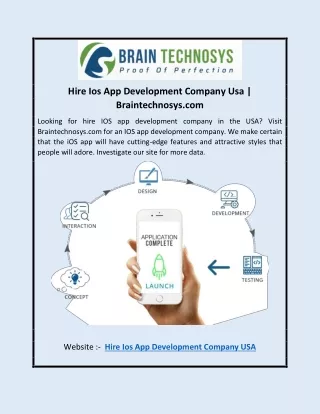 Hire Ios App Development Company Usa | Braintechnosys.com