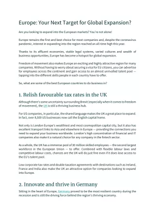 europe your next target for global expansion