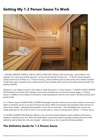 getting my 1 2 person sauna to work