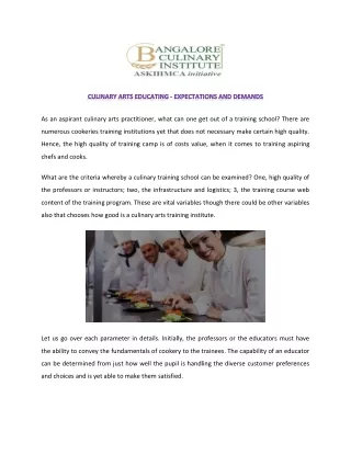 Culinary Course in Bangalore