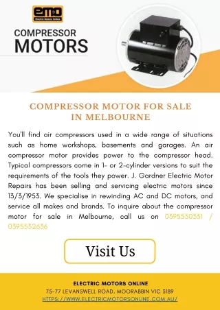 Compressor Motor for Sale in Melbourne