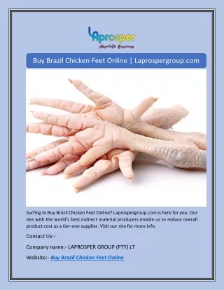 Buy Brazil Chicken Feet Online | Laprospergroup.com