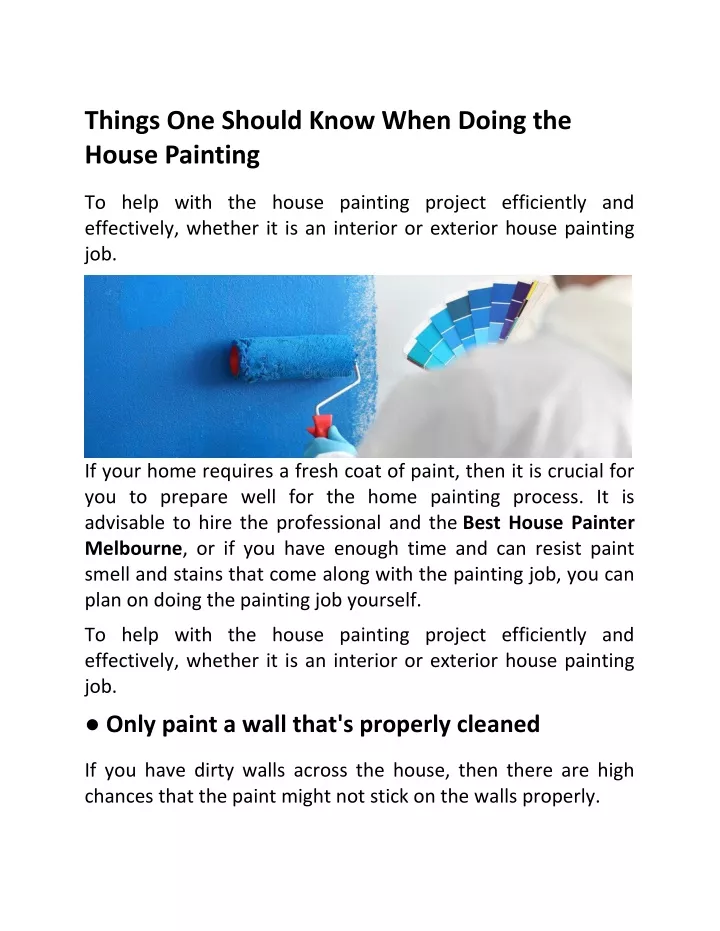things one should know when doing the house
