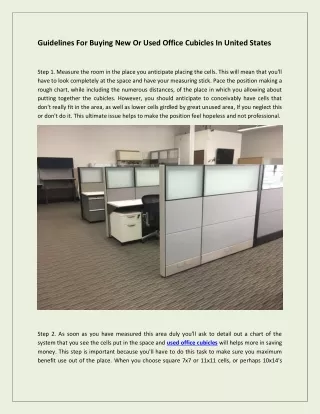 Guidelines For Buying New Or Used Office Cubicles In United States