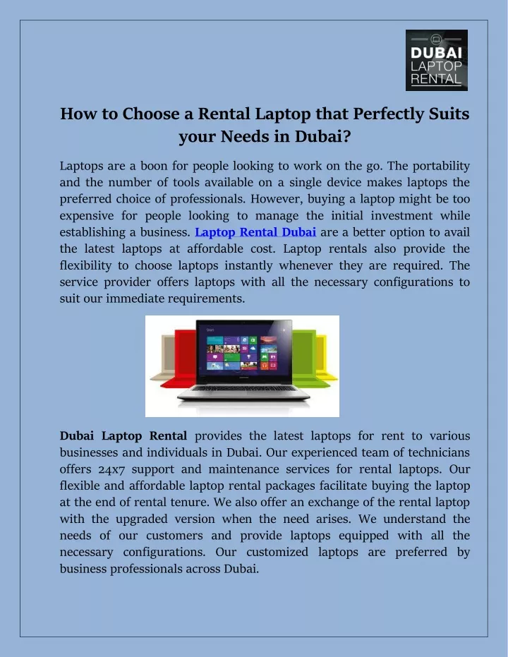 how to choose a rental laptop that perfectly