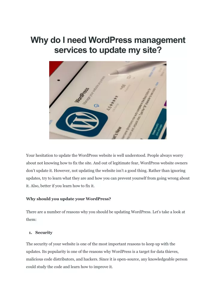 why do i need wordpress management services