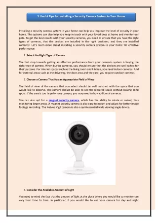5 useful tips for installing a security camera