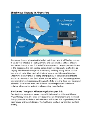 Shockwave therapy in Abbotsford