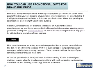 How You Can Use Promotional Gifts For Brand Building?